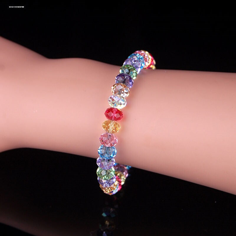 Plastic acrylic bracelet for children, a little girl's crystal bead jewelry, seven-color bracelet, junior high school student