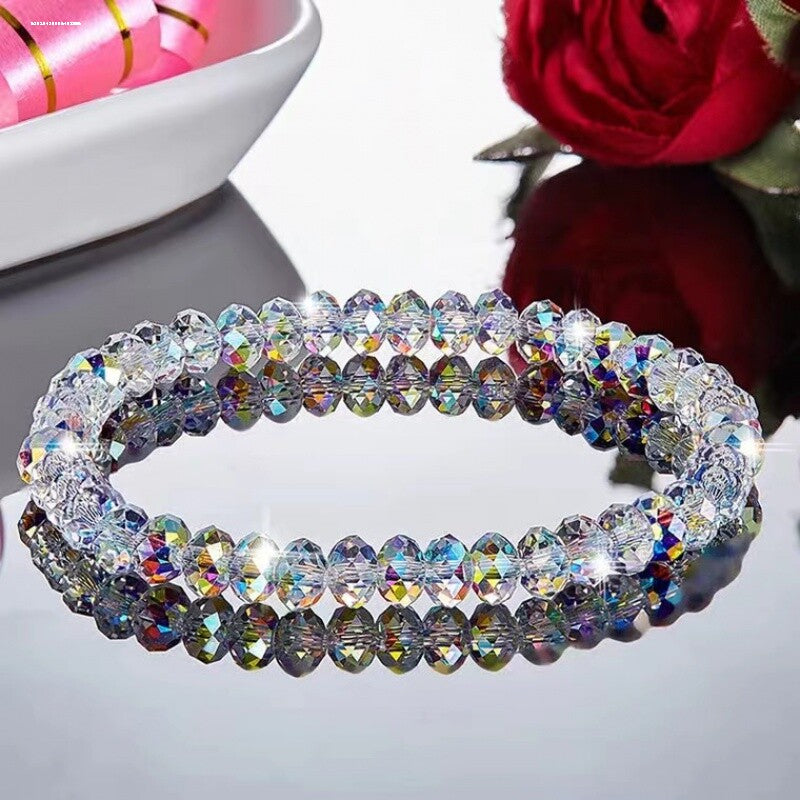 Plastic acrylic bracelet for children, a little girl's crystal bead jewelry, seven-color bracelet, junior high school student