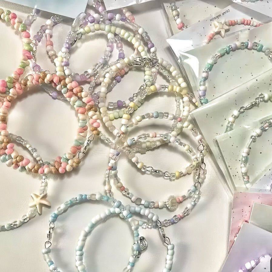 High-quality appearance level, milky white beads for bracelets and hand chains, exhibition materials with an "ins" style