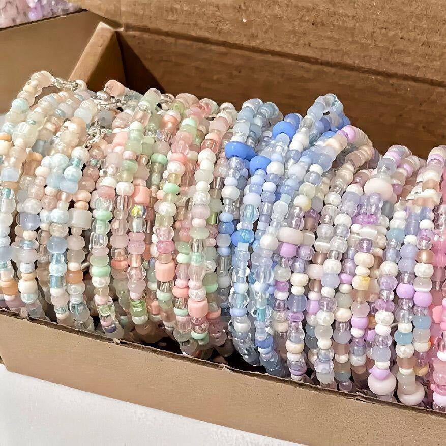 High-quality appearance level, milky white beads for bracelets and hand chains, exhibition materials with an "ins" style