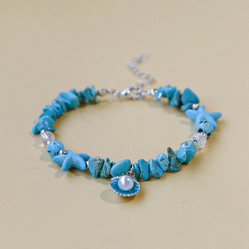 Beach shell, starfish, pebble bracelet, tourist souvenir, gift item, scenic spot bracelet, lobster clasp, adjustable, factory supply